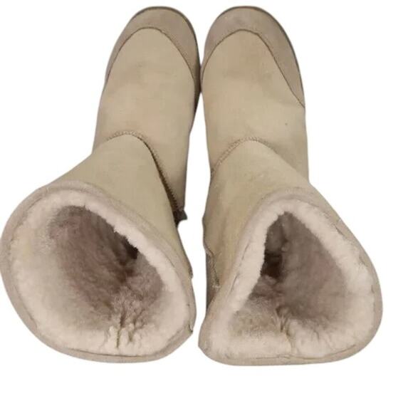 Lamo Shoes Women 8 Boots Winter Comfort Pull On Casual Warm Mens 7 Beige Leather - Picture 11 of 14